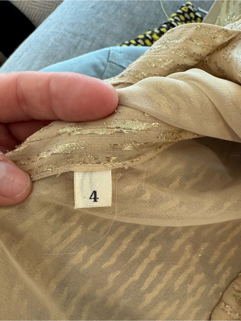 Vintage Gold Metallic Button-Down Blouse - Picture 4 of 6